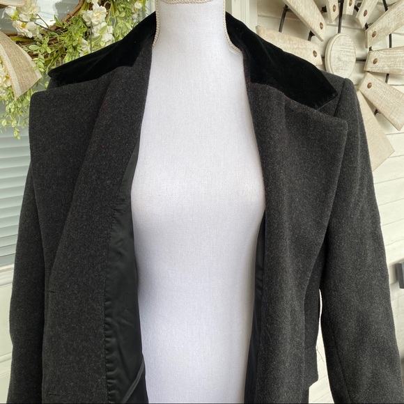 Vintage Full Length Wool Coat Black Velvet Collar - Picture 12 of 13